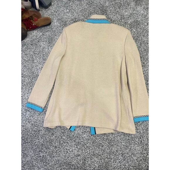 VTG ST. John Collection Marie Gray USA Sz 12 1990s Skirt Suit Tan/Blue Old Money - Picture 12 of 14